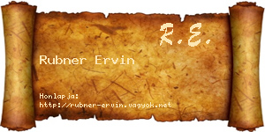 Rubner Ervin névjegykártya